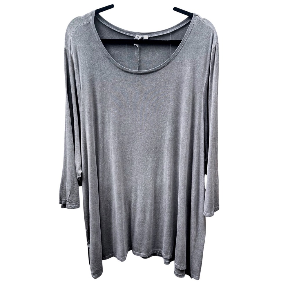 Cable & Gauge Woman Gray 3/4 Sleeve Tunic Top Scoop Neck Plus Size 2X